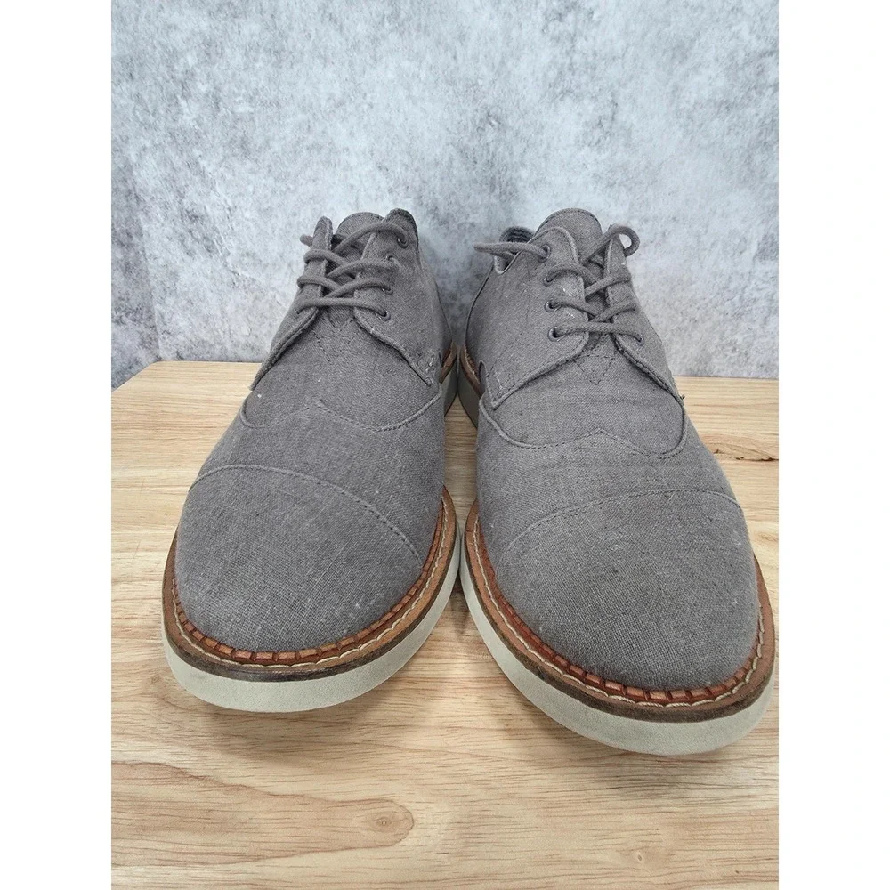 TOMS Brogue Shoes Men's 12 Gray Canvas Casual Wingtip Oxford Sneakers